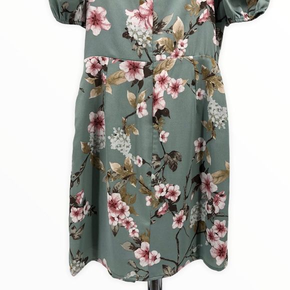 If By Sea Puff Sleeve Mint Floral Side Tie Dress size Small - Picture 8 of 14